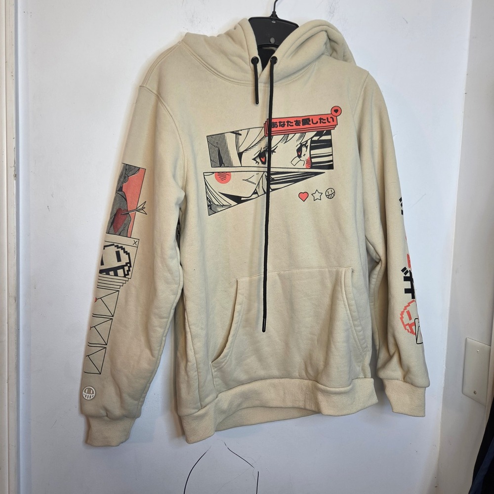 The Boys You've Got Mail Hoodie Small Cream Anime Graphic Pullover Sweatshirt